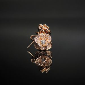 玫瑰金鑽石耳環